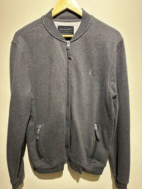 All Saints Men's Charcoal Zip-Up Oldsen Bomber Jacket